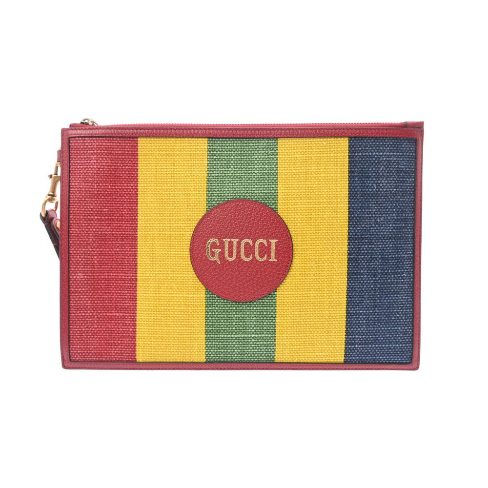 Gucci Baiadera Clutch Bag Multicolor Raffia Calfskin